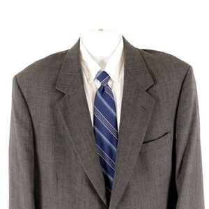 Pierre Cardin Textured Tweed Wool Gray Check 2 Button‎ Blazer 44L